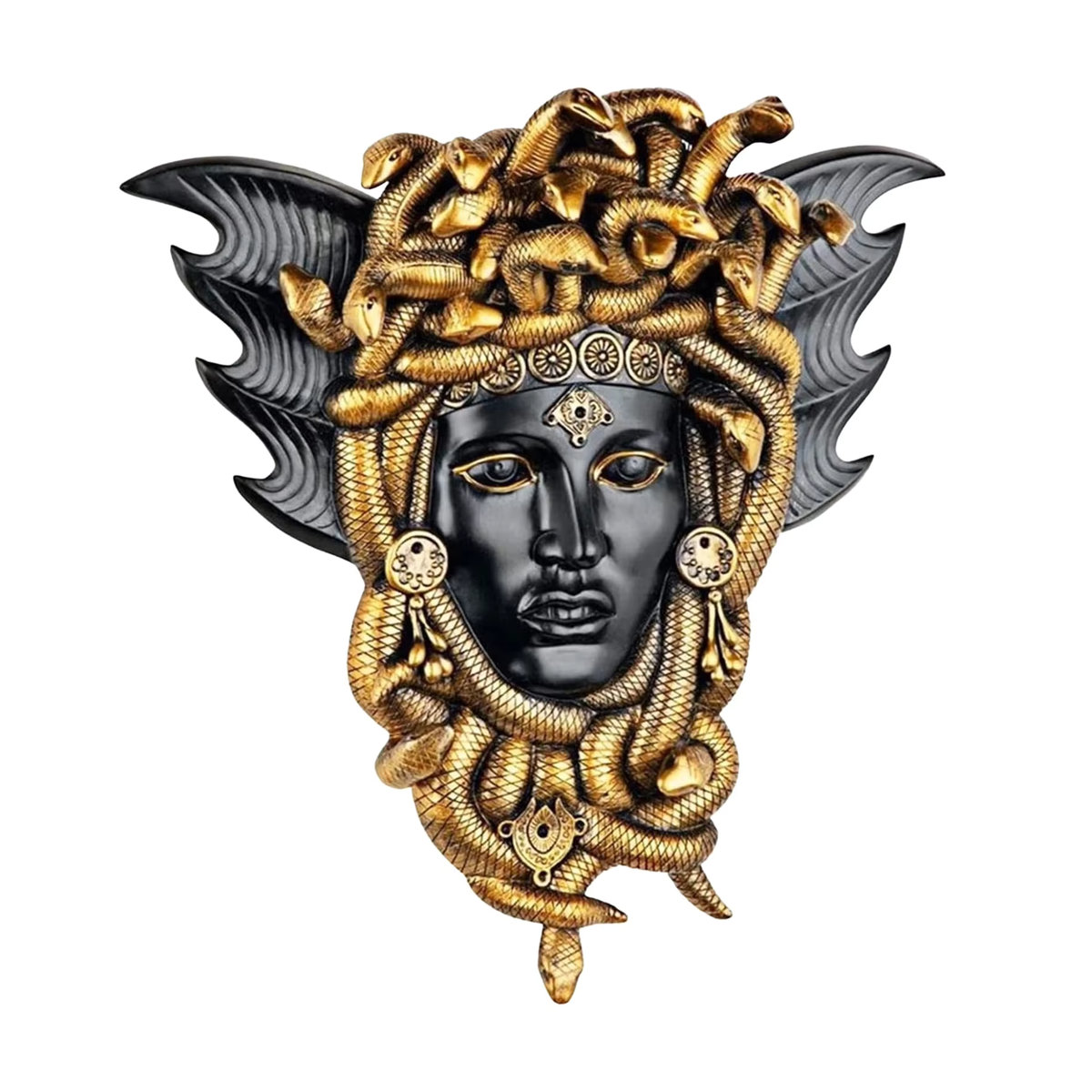 Goldene Medusa-Kopf Skulptur aus Kunstharz als Wandbehang für dein Zuhause - Bild 2