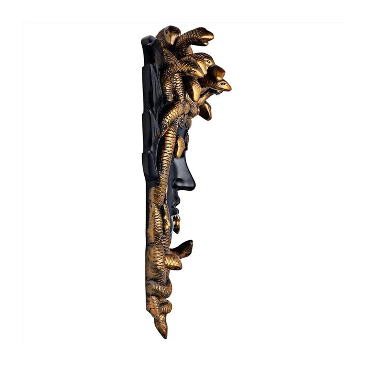 Goldene Medusa-Kopf Skulptur aus Kunstharz als Wandbehang für dein Zuhause - Bild 4