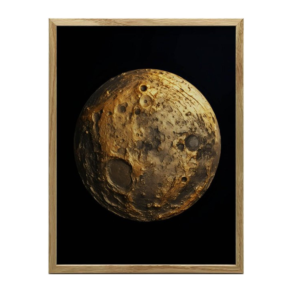 Goldene Nacht Wandbild von iKable in Gold mit Holzrahmen Helle Eiche, B: 30 cm, H: 40 cm - Bild 1