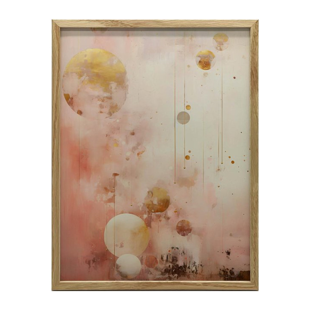 Goldene Träume Wandbild mit Holzrahmen in Heller Eiche, B/H: 50 x 70 cm - Bild 1
