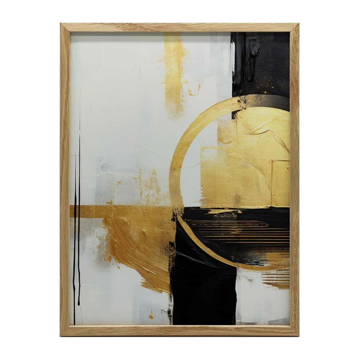 Goldener Akzent Wandbild mit Holzrahmen in Helle Eiche, B/H: 30 x 40 cm - Bild 1