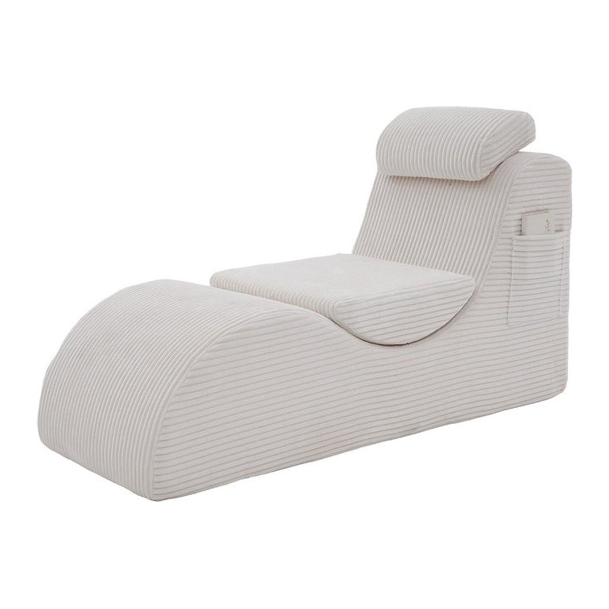 Gomyway Moderner Schlafsessel aus Cord in Beige und Weiß, B/T/H: 160 x 66 x 90 cm - Bild 1