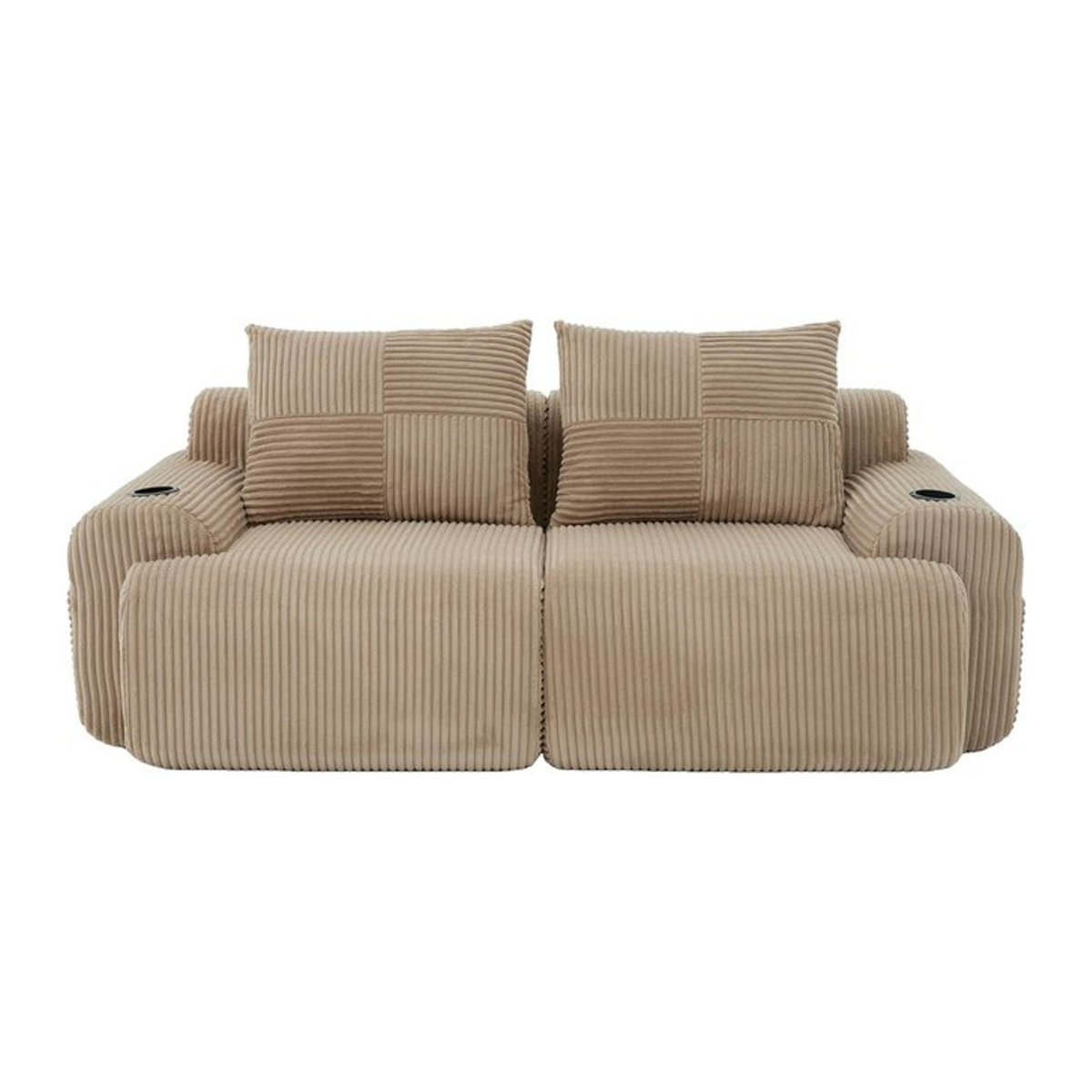 Gomyway Modulares 2-Sitzer-Cordsofa in Beige mit Getränkehalter und Seitentasche, B/T/H: 200 x 99 x 80 cm - Bild 1