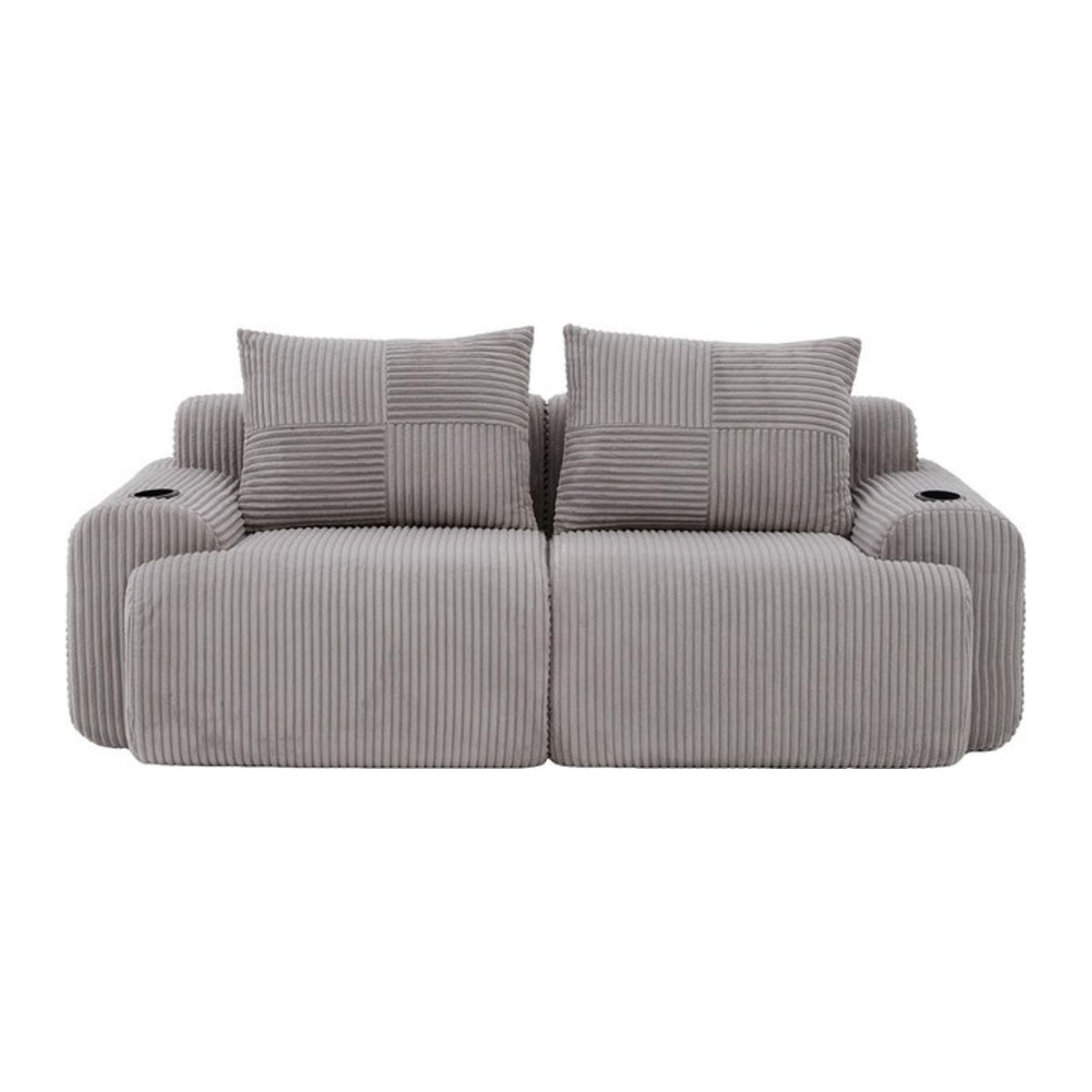 Gomyway Modulares 2-Sitzer-Cordsofa in Grau mit Getränkehalter und Seitentasche, B/T/H: 200 x 99 x 80 cm - Bild 1