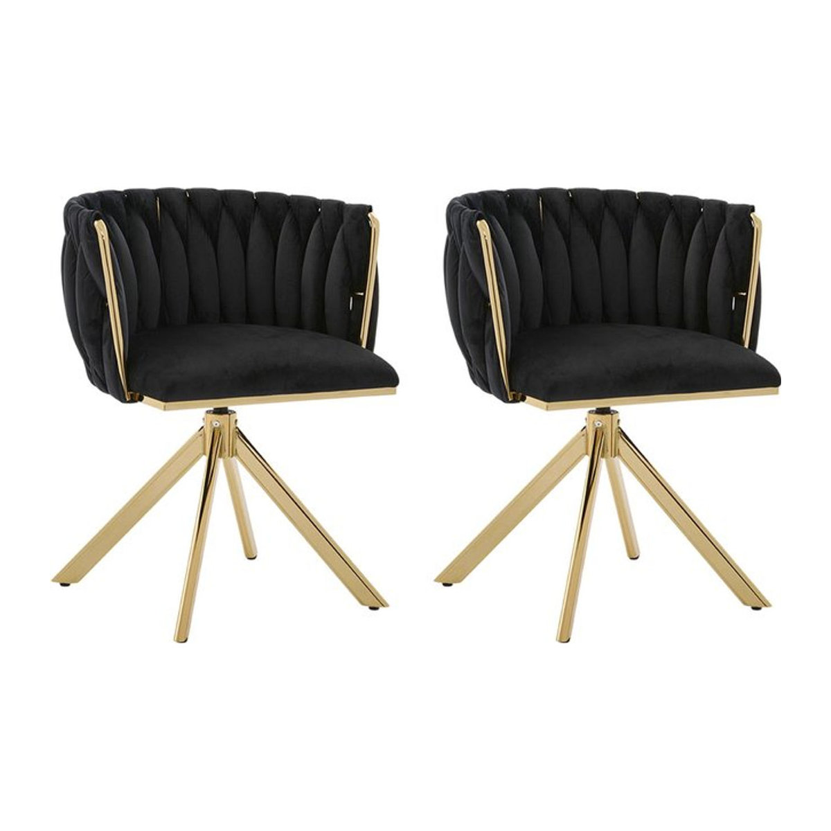 Gomyway Set aus 2 Velours-Drehstühlen in Schwarz mit 180 Grad Schwenkfunktion und ergonomischer Rückenunterstützung, B/T/H: 56 x 50 x 70 cm - Bild 1