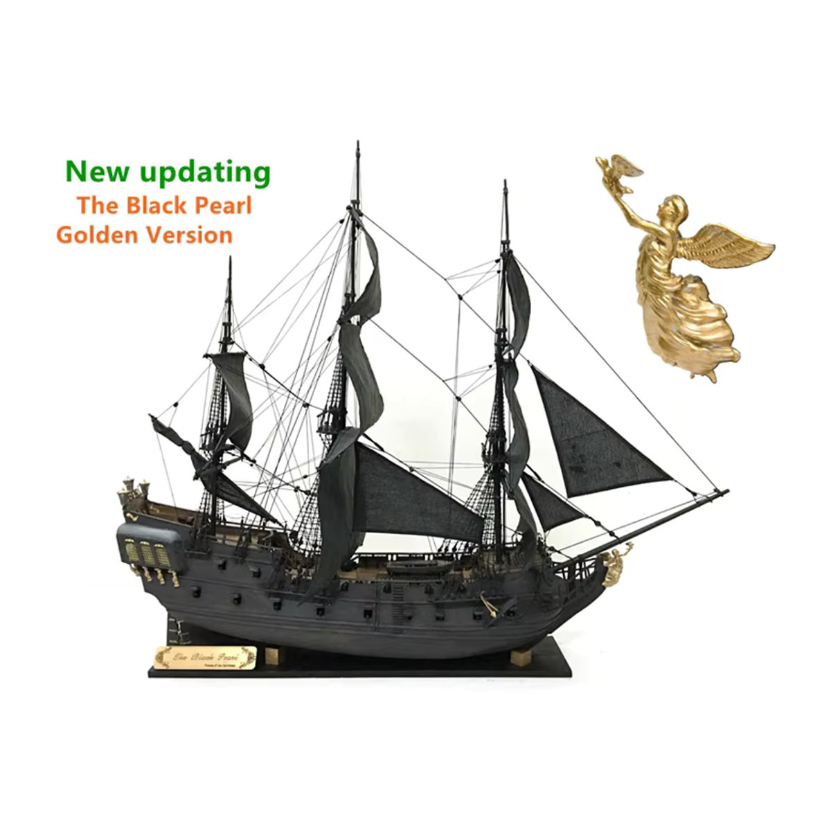 Goni Schwarze Perle Segelboot Gold Edition DIY Holz Kit Modell Piraten der Karibik in Schwarz - Bild 3