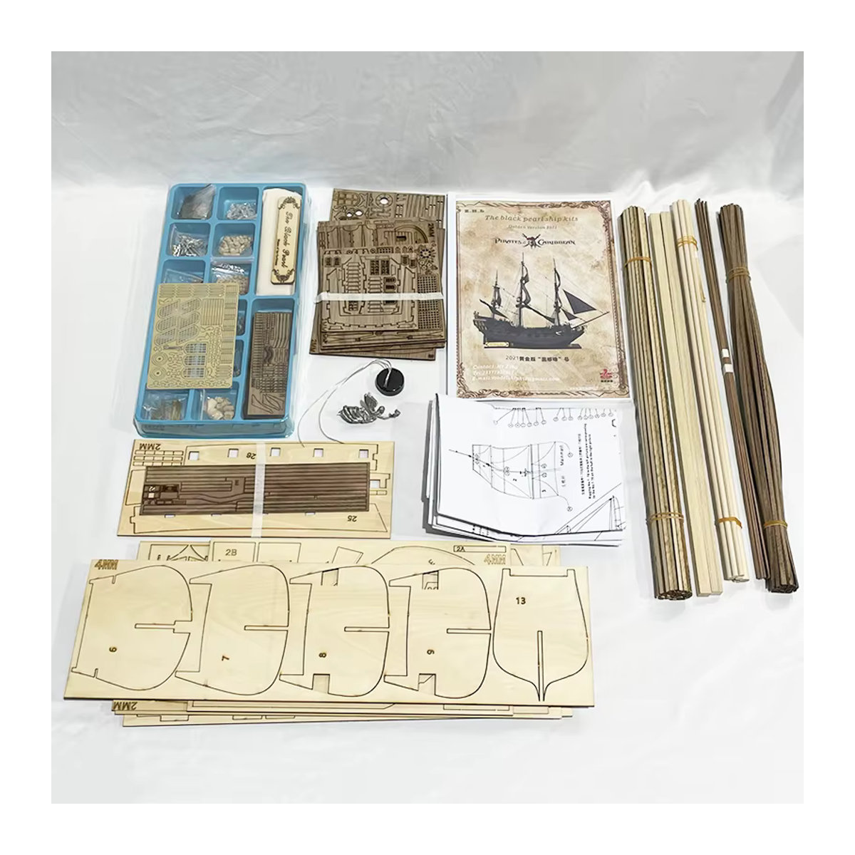 Goni Schwarze Perle Segelboot Gold Edition DIY Holz Kit Modell Piraten der Karibik in Schwarz - Bild 6