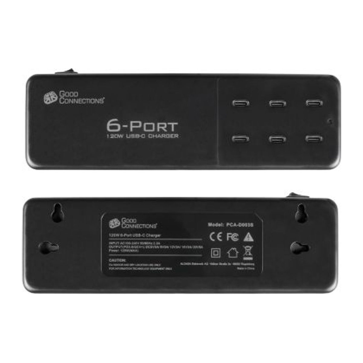 Good Connections USB-Desktop-Schnellladestation mit 6 USB-C Ports, 120 W Leistung, Schwarz - Bild 2