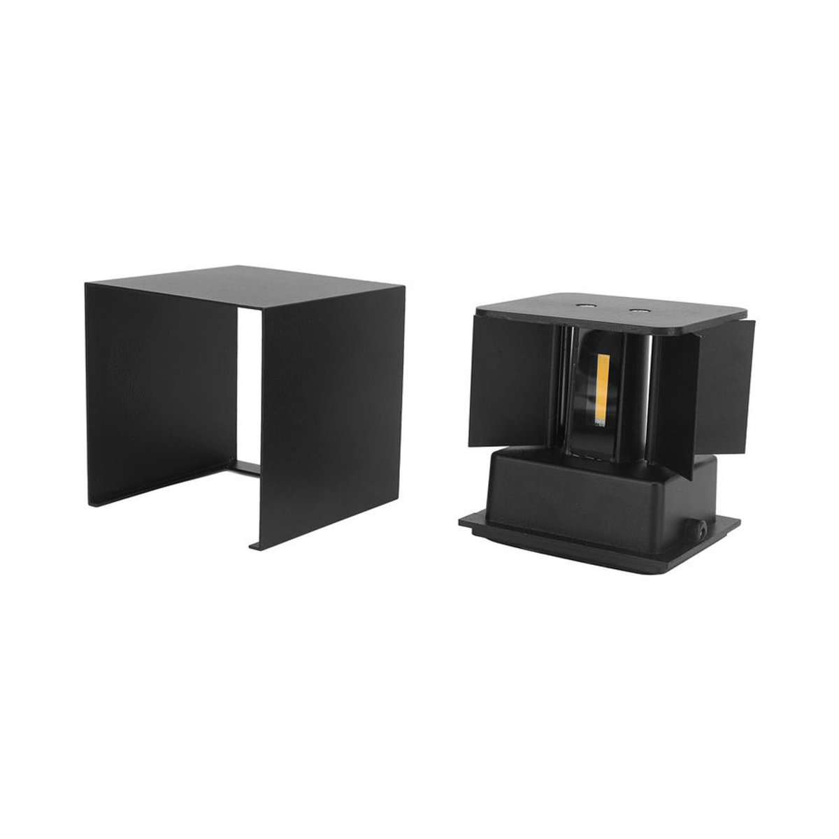 GoolRC LED Außenwandleuchte in Schwarz, moderne Up-Down Wandleuchte aus Aluminium und Metall, 12W, Warmweiß, quadratisches Design - Bild 5