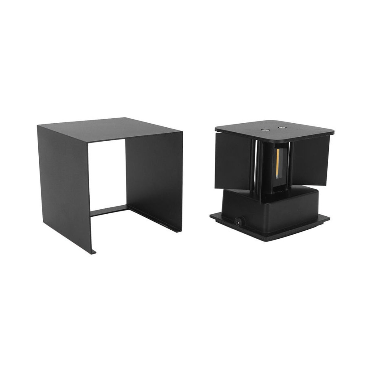 GoolRC LED Außenwandleuchte in Schwarz, moderne Up-Down Wandleuchte aus Aluminium und Metall, 12W, Warmweiß, quadratisches Design - Bild 6