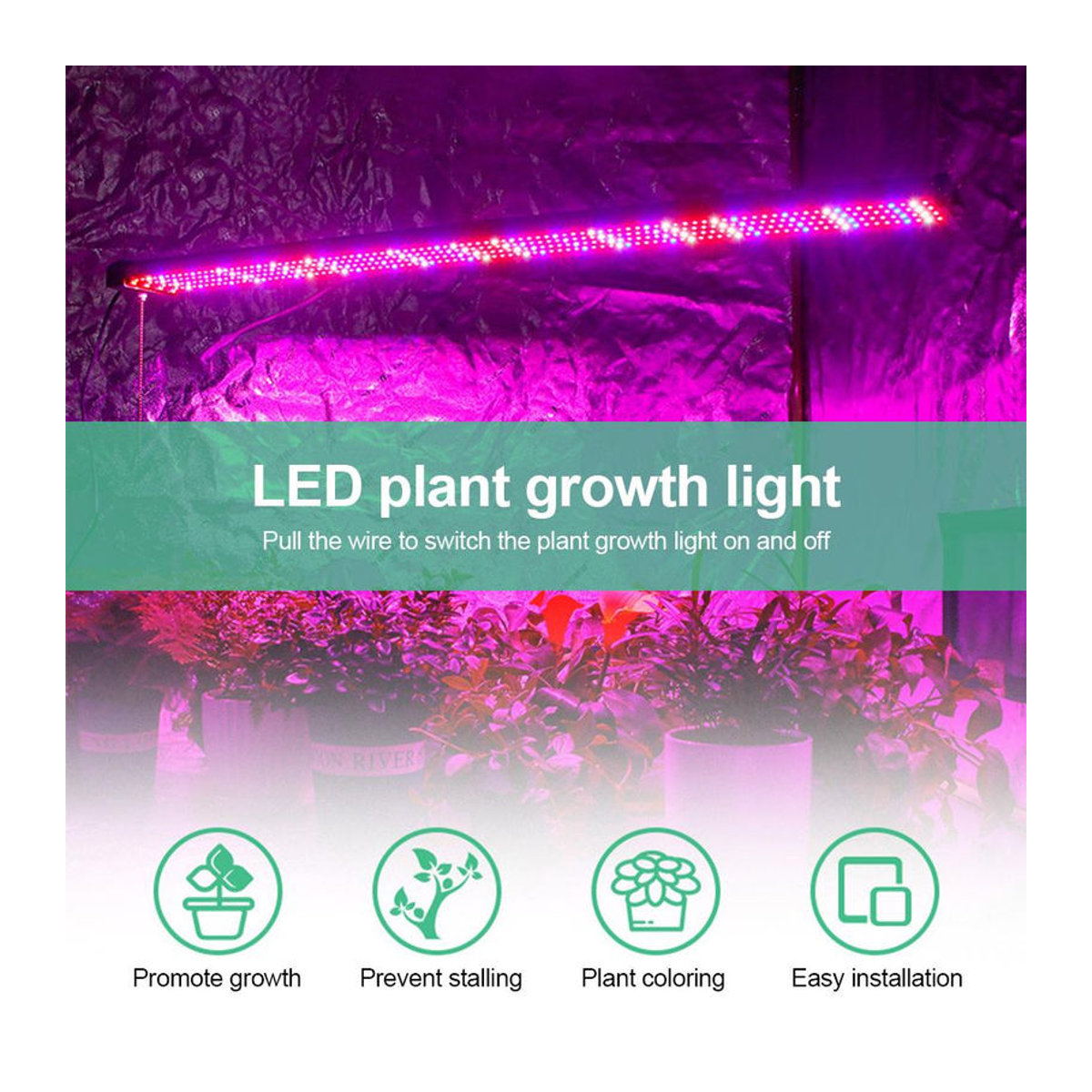 GoolRC LED-Wachstumslichter für Zimmerpflanzen mit Vollspektrum, 5000K Tageslicht, Rot und Blau, verknüpfbar, IP20, 50 cm - Bild 8