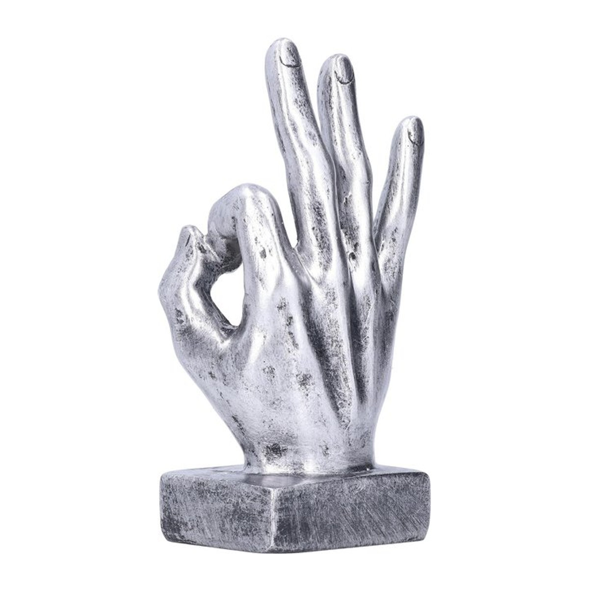 GoolRC OK Geste Skulptur aus Harz als Retro Desktop Ornament in Silber, Höhe: 16,0 cm, Breite: 7,0 cm, Tiefe: 5,5 cm - Bild 1