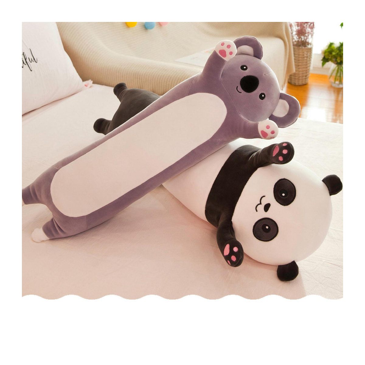 GoolRC Plüschkissen Panda-Koala-Design in Weiß und Mehrfarbig, 90 cm langes Umarmungskissen als süßes Sofakissen - Bild 3