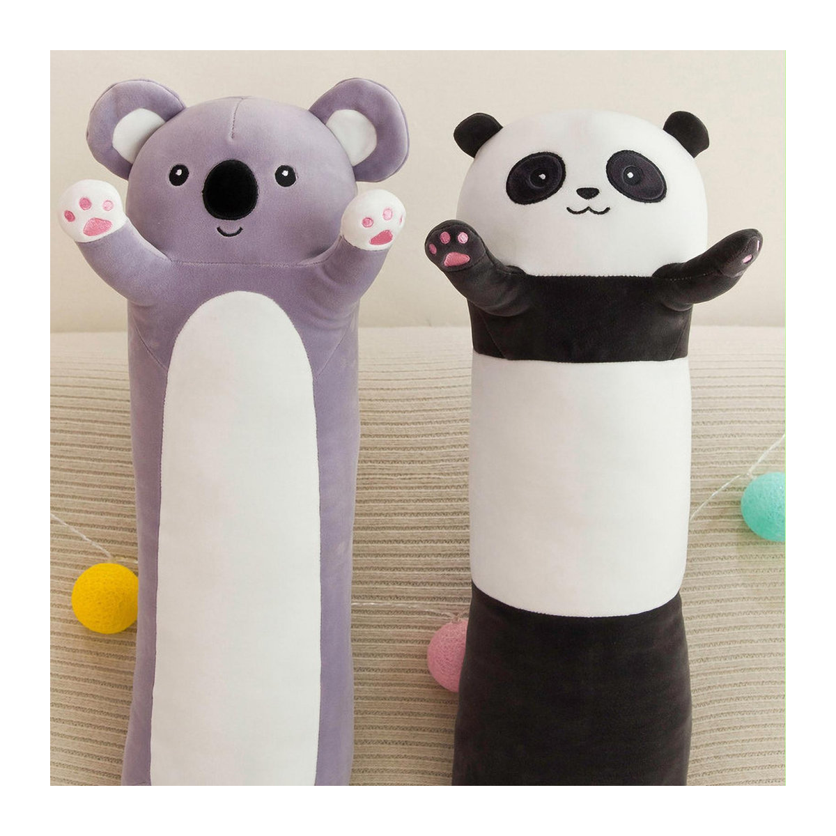 GoolRC Plüschkissen Panda-Koala-Design in Weiß und Mehrfarbig, 90 cm langes Umarmungskissen als süßes Sofakissen - Bild 5