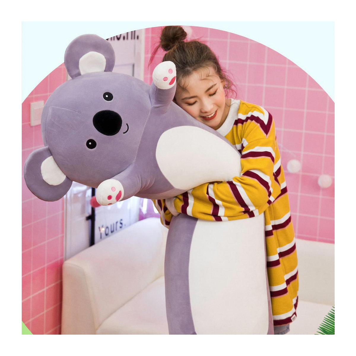 GoolRC Plüschkissen Panda-Koala-Design in Weiß und Mehrfarbig, 90 cm langes Umarmungskissen als süßes Sofakissen - Bild 6