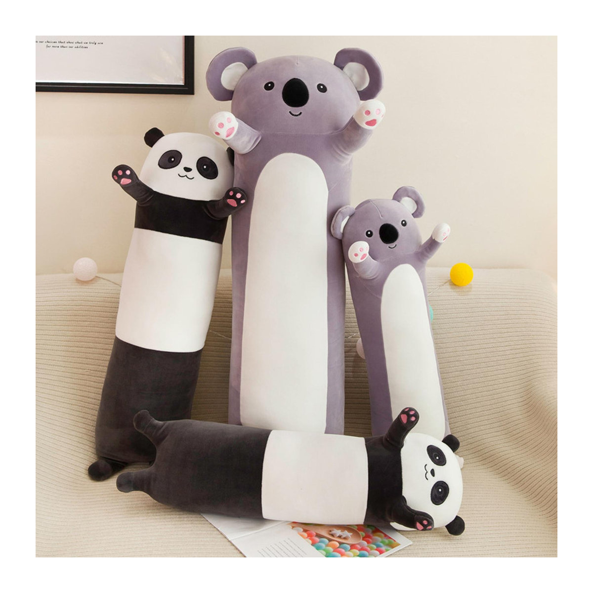 GoolRC Plüschkissen Panda-Koala-Design in Weiß und Mehrfarbig, 90 cm langes Umarmungskissen als süßes Sofakissen - Bild 8