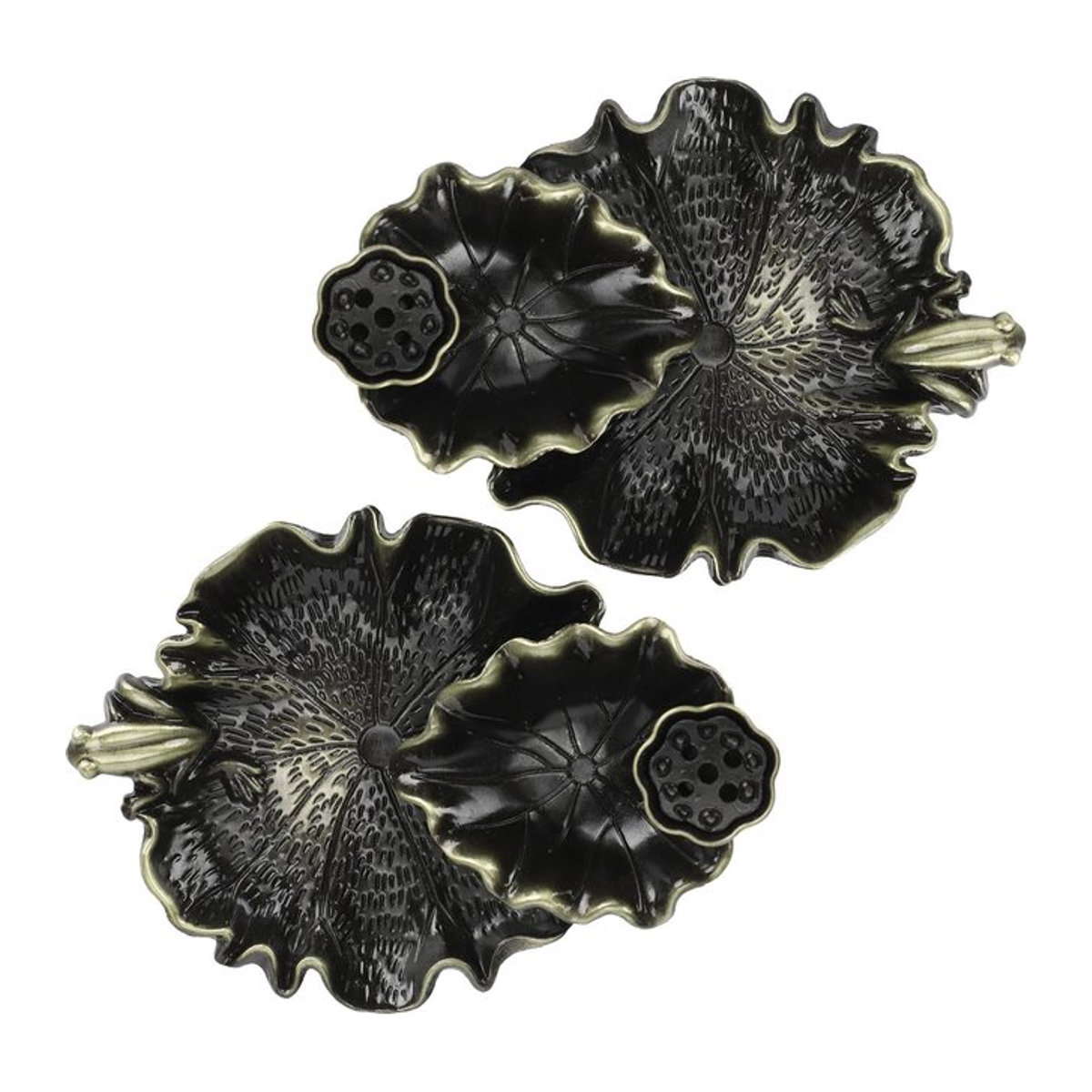 GoolRC Rückfluss Räuchergefäß in Lotusblatt Form, 2 Stück, Bronze Farbe, Heimdekoration Ornamente - Bild 1