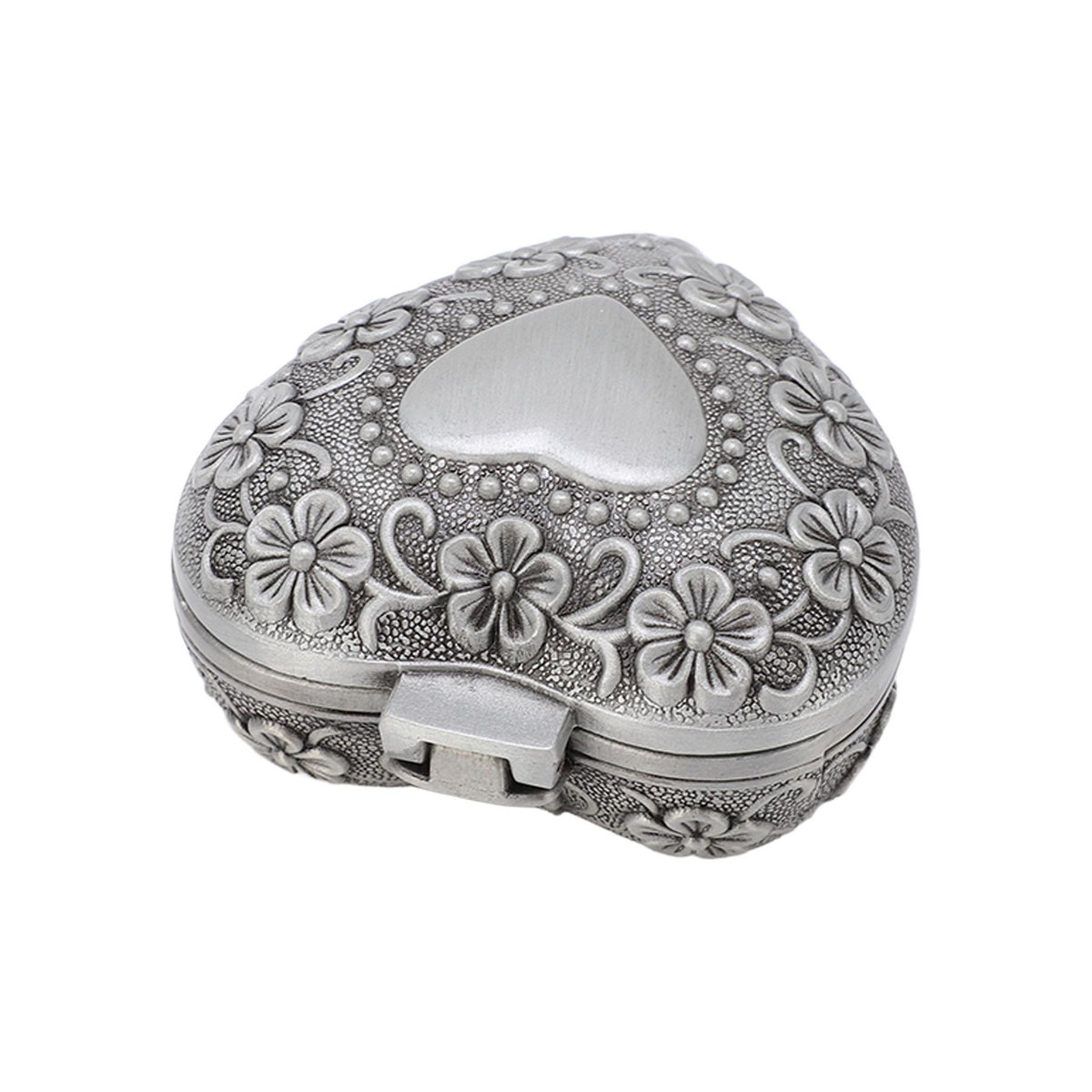 GoolRC Schmuckschatulle in Herzform mit Retro-Blumenmuster aus Metall und Samt-Innenfutter - Bild 2