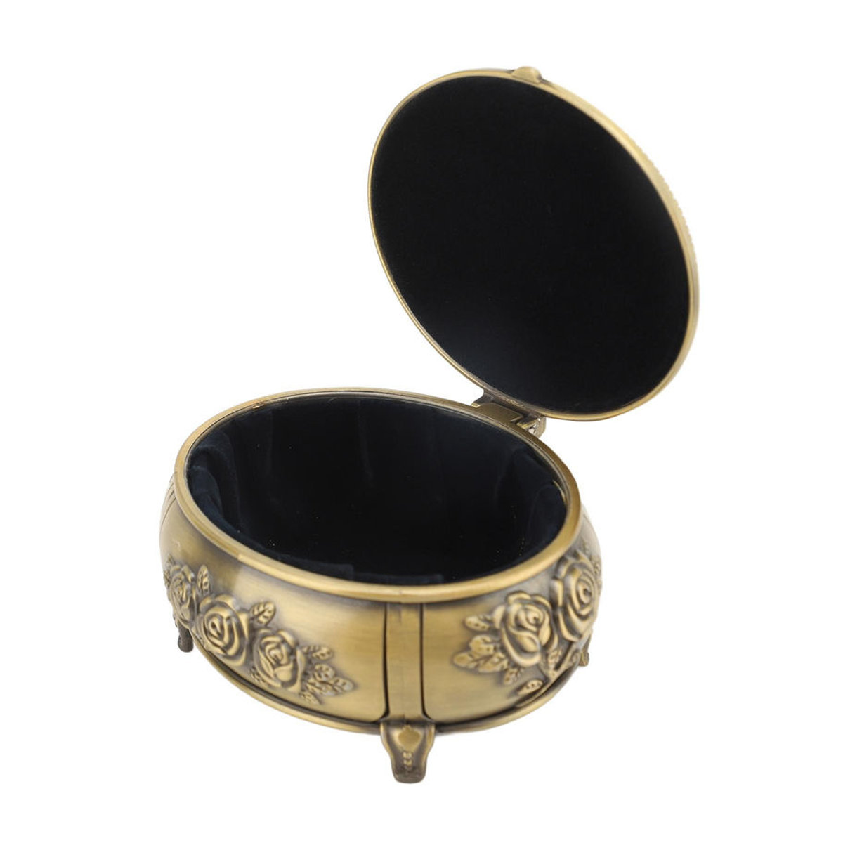 GoolRC Schmuckschatulle Retro Floral in Rosa und Gold, ovale Schmuckaufbewahrungsbox aus Metall für Ringe, Halsketten und Ohrringe - Bild 2