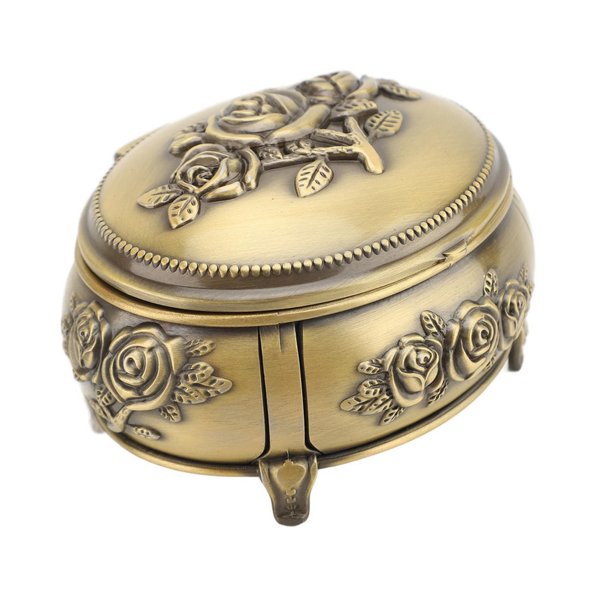 GoolRC Schmuckschatulle Retro Floral in Rosa und Gold, ovale Schmuckaufbewahrungsbox aus Metall für Ringe, Halsketten und Ohrringe - Bild 4