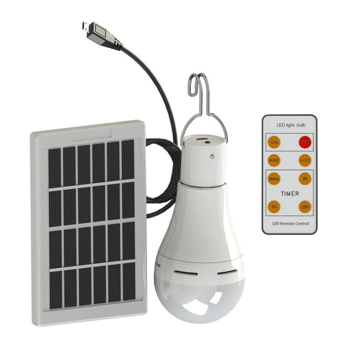 GoolRC Solar LED Camping Glühbirne mit Fernbedienung, wasserdicht IP65, Weiß - Bild 1