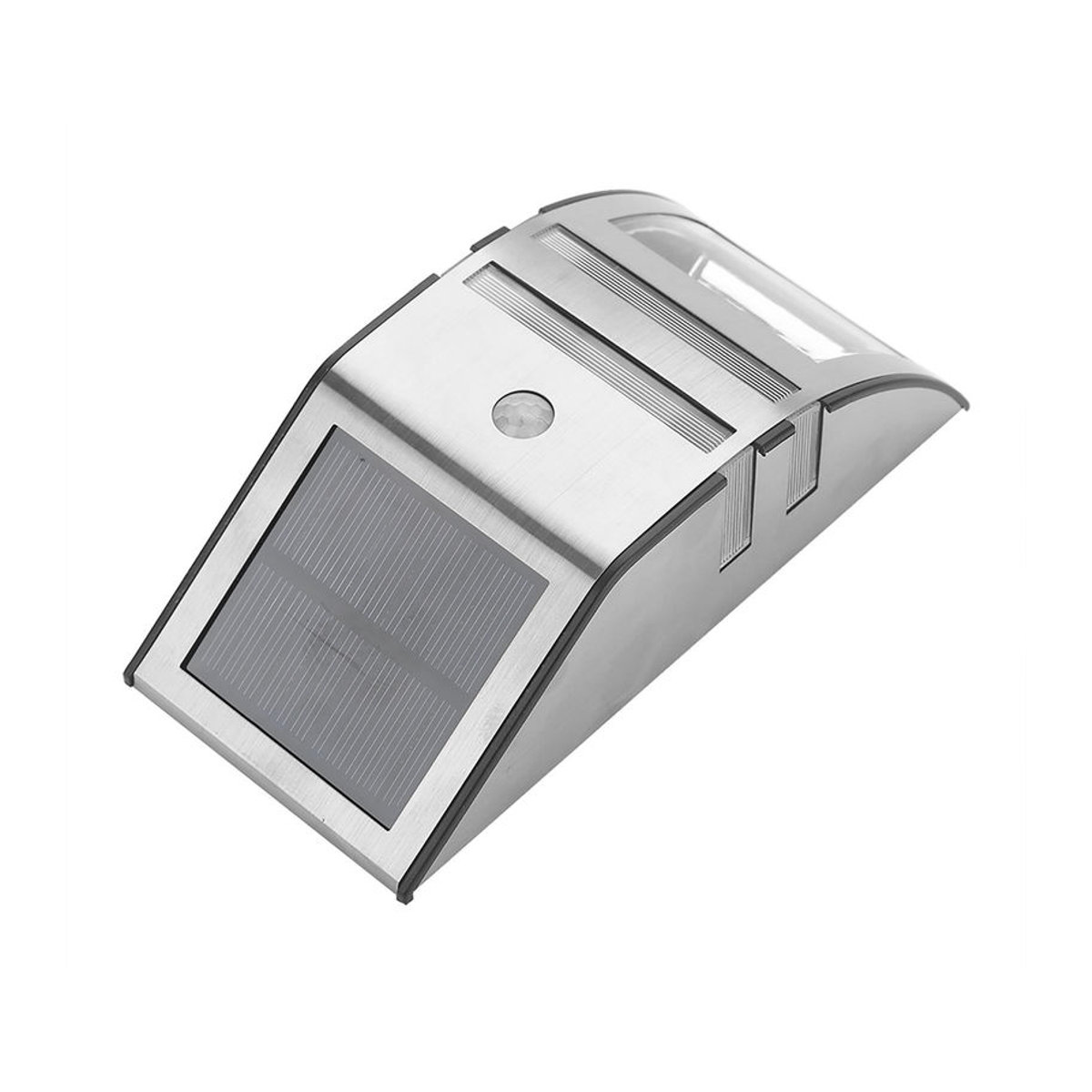 GoolRC Solarbetriebene Wandleuchte mit 2 LED und PIR-Bewegungsmelder, Modernes Design in Silber oder Schwarz, IP44 wetterfest, Kaltweiß - Bild 4