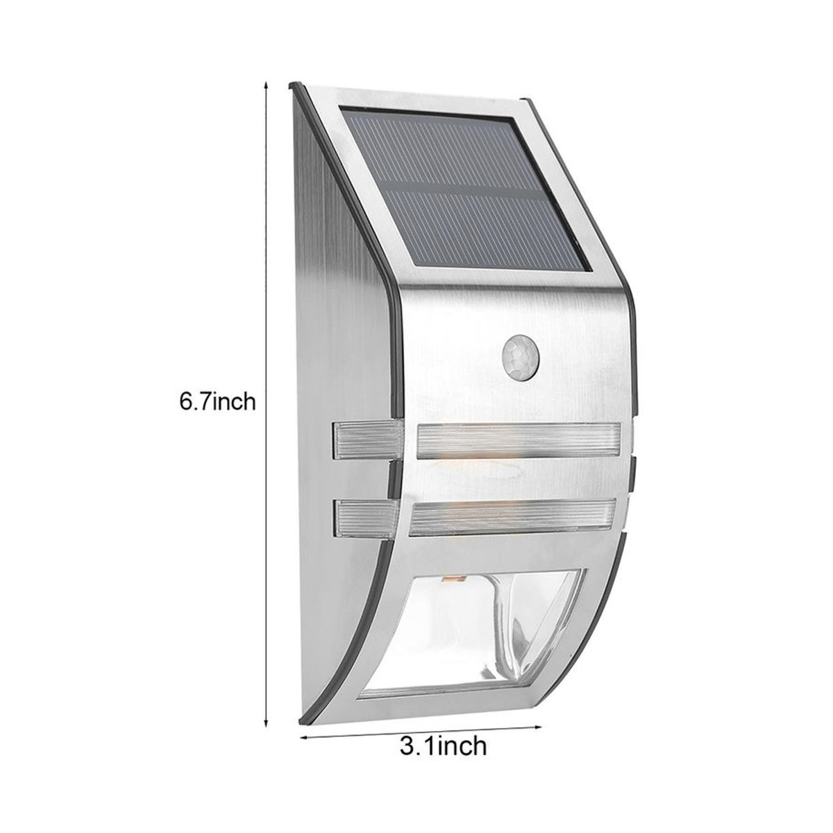 GoolRC Solarbetriebene Wandleuchte mit 2 LED und PIR-Bewegungsmelder, Modernes Design in Silber oder Schwarz, IP44 wetterfest, Kaltweiß - Bild 7