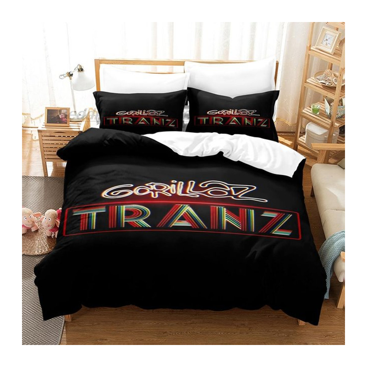 Gorillaz Bettwäsche Set mit 3D-Druck für Erwachsene und Kinder, 3-teilig, B/H: 150 x 200 cm - Bild 1