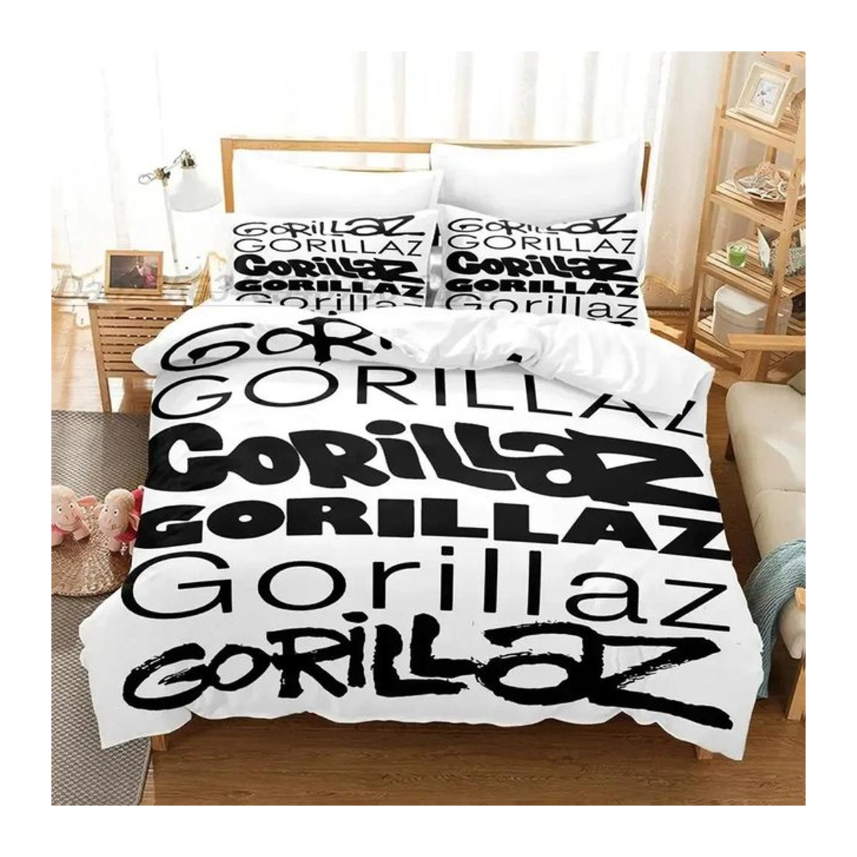 Gorillaz Bettwäsche Set mit 3D-Druck und Reißverschluss, Einzelbett, 140 x 210 cm - Bild 1