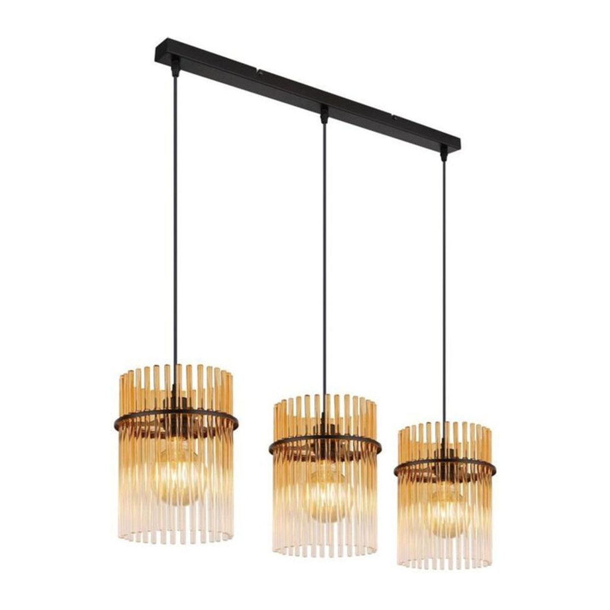 GORLEY Pendelleuchte 3-flammig in Schwarz und Amber aus Glas und Metall für das Esszimmer - Bild 1
