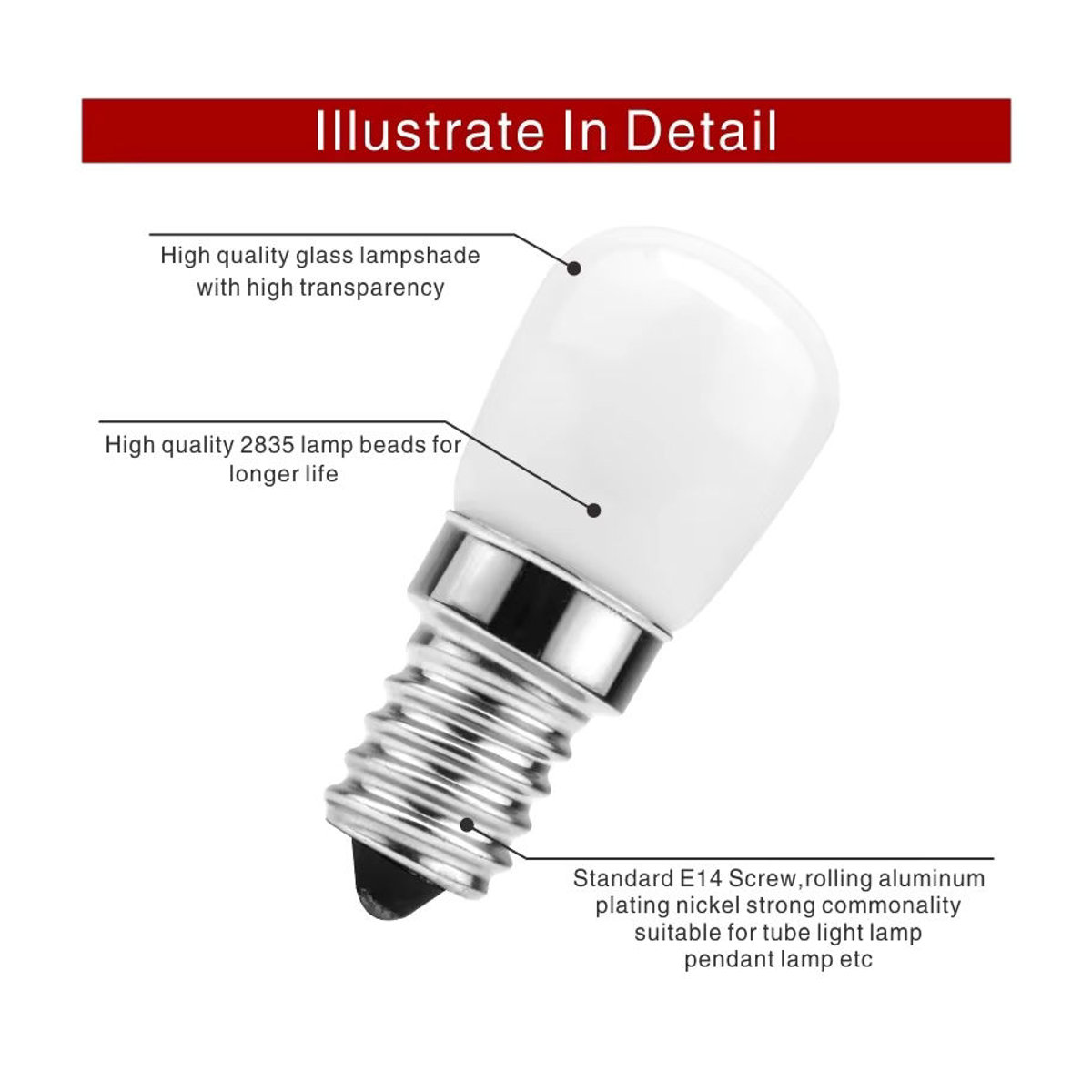 GOT LIANG LED Kühlschrank Glühbirne E14 3W in Weiß/Warmweiß aus Glas - Bild 3