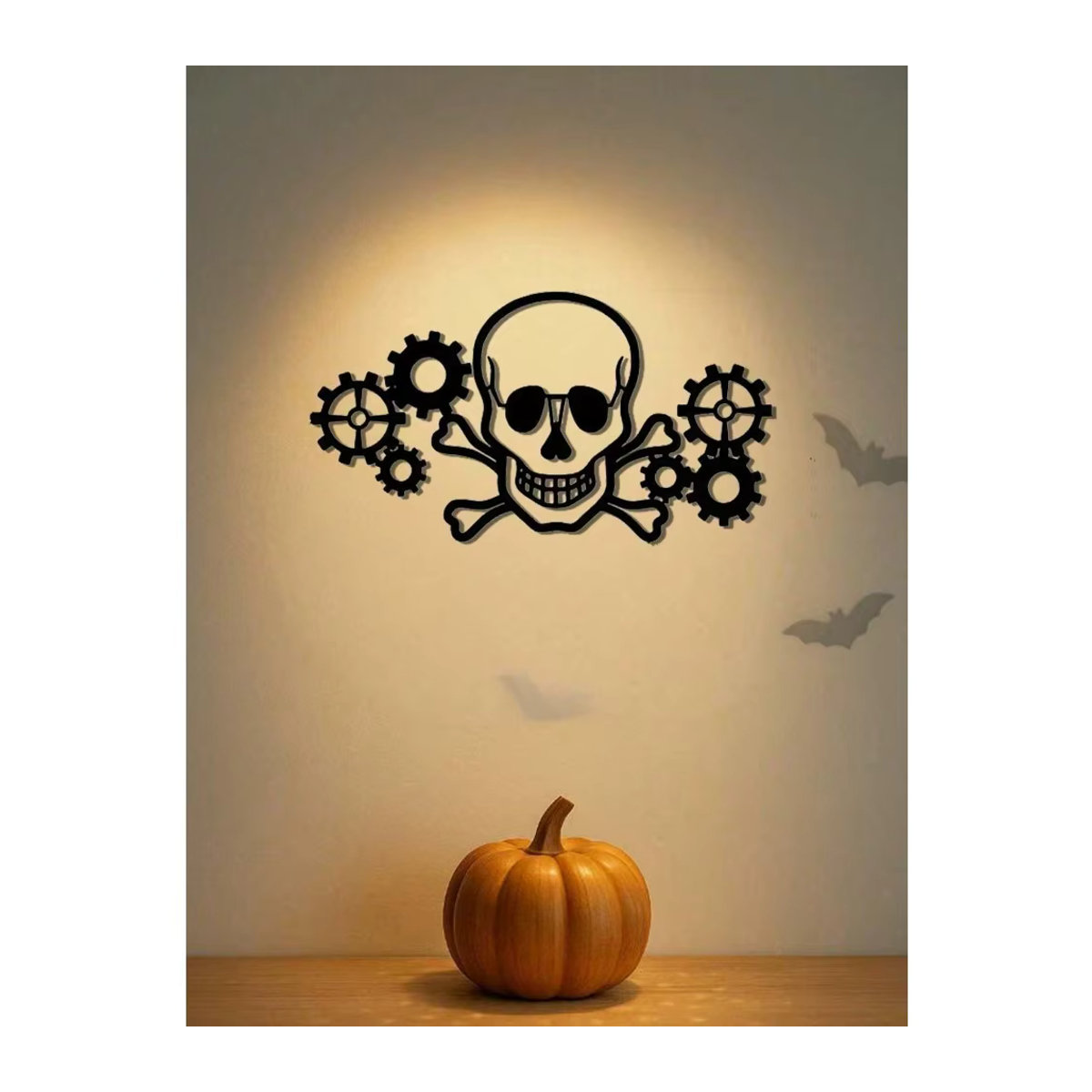 GothGear Vintage Steampunk Totenkopf Wandkunst aus Metall in Schwarz – Industrielles Gothic Skelett Dekor für deine Wand - Bild 5