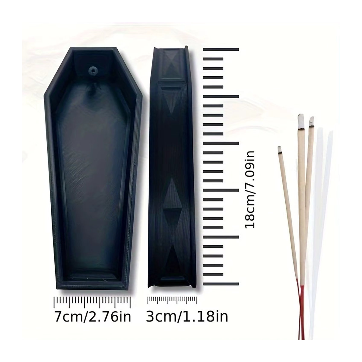 Gotischer Weihrauchbrenner in Sargform aus Kunststoff, Schwarz, B/T/H: 15 x 15 x 15 cm - Bild 3
