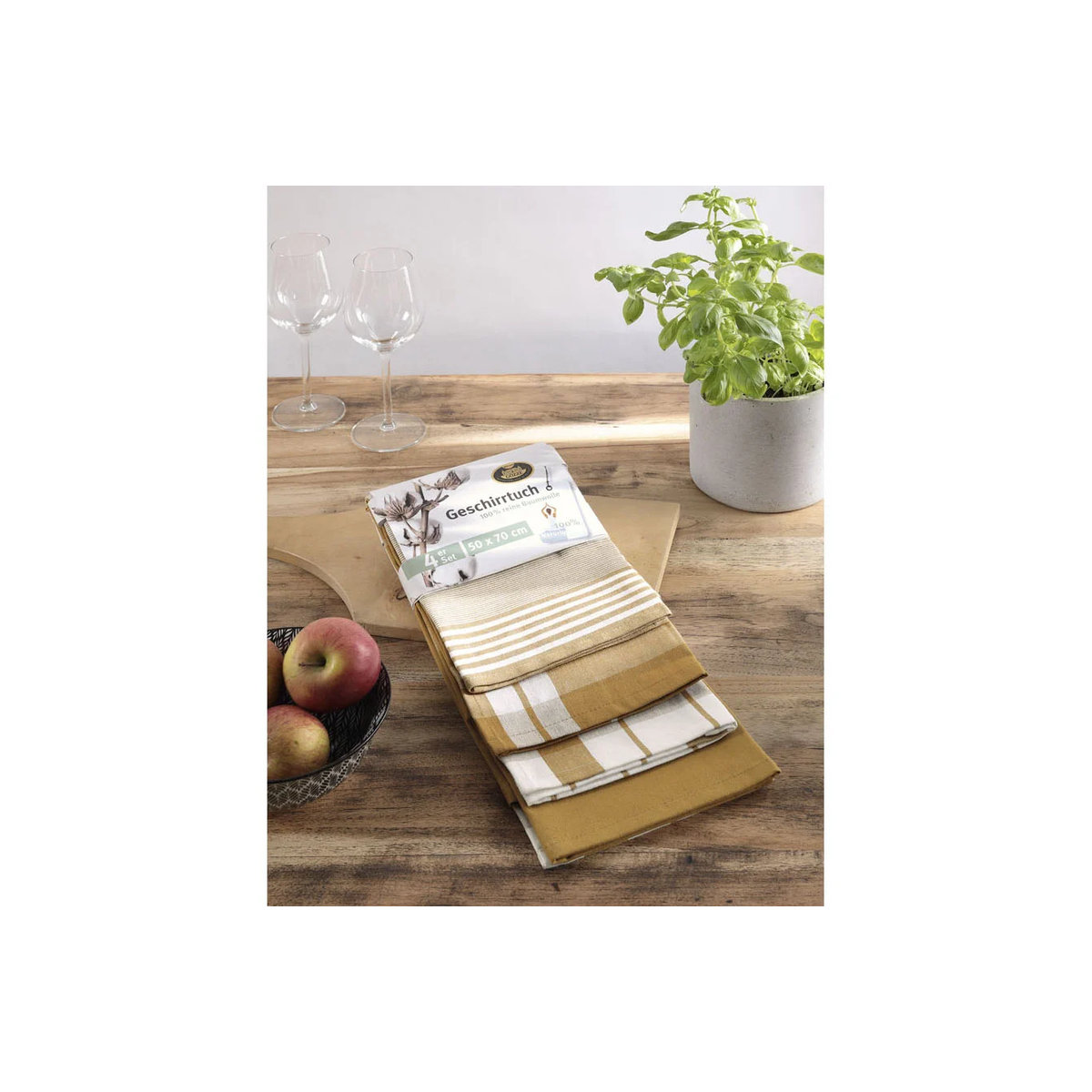 GÖZZE Geschirrtücher 4er Pack, Farbe: Senf, B/H: 50 x 70 cm - Bild 4
