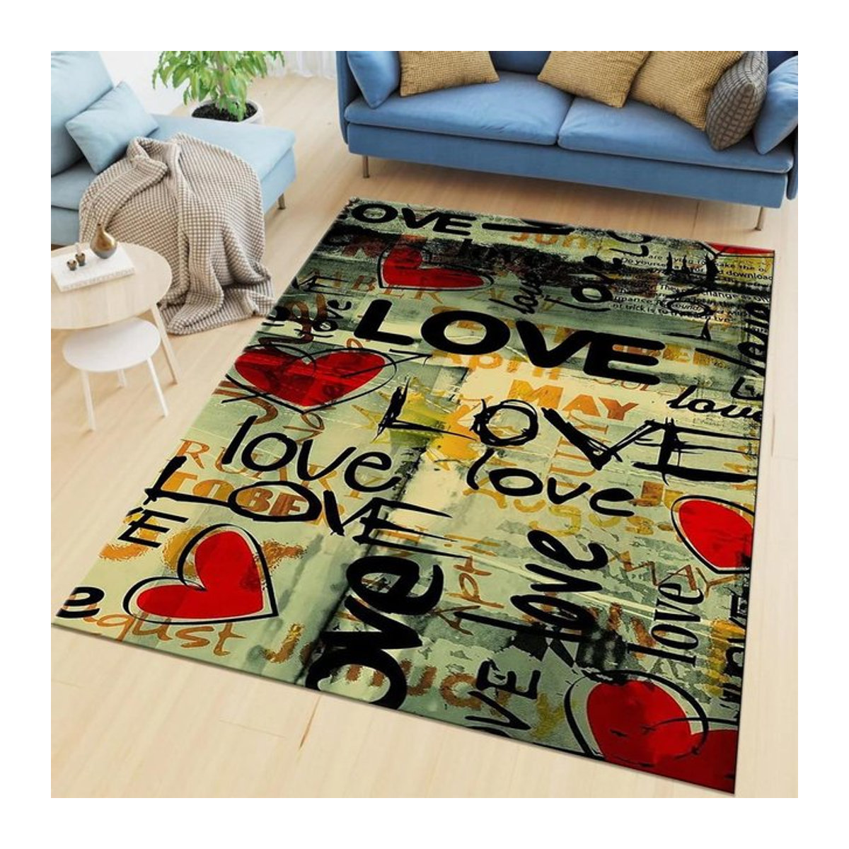 Graffiti Liebe Serie Teppich im Straßenstil mit kreativem Liebesmuster, B/H: 60 x 40 cm - Bild 1