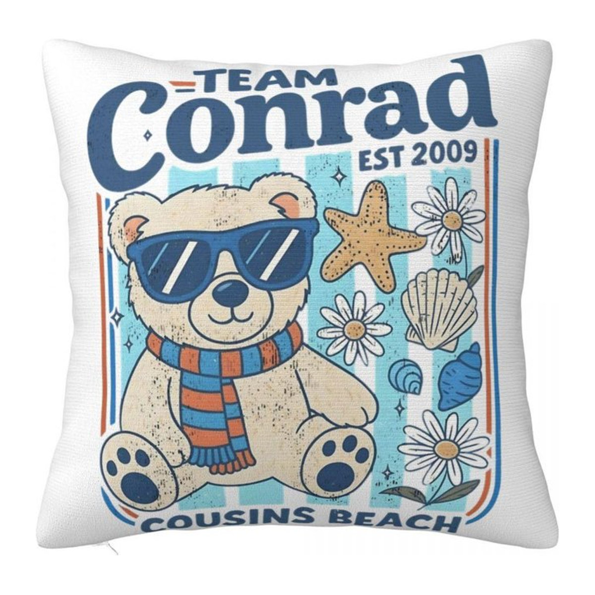Grafischer Kissenbezug Team Conrad Cousins Beach Der Sommer, in dem ich schön wurde, Multicolor, B/B/H: 18 x 18 x 18 cm - Bild 1