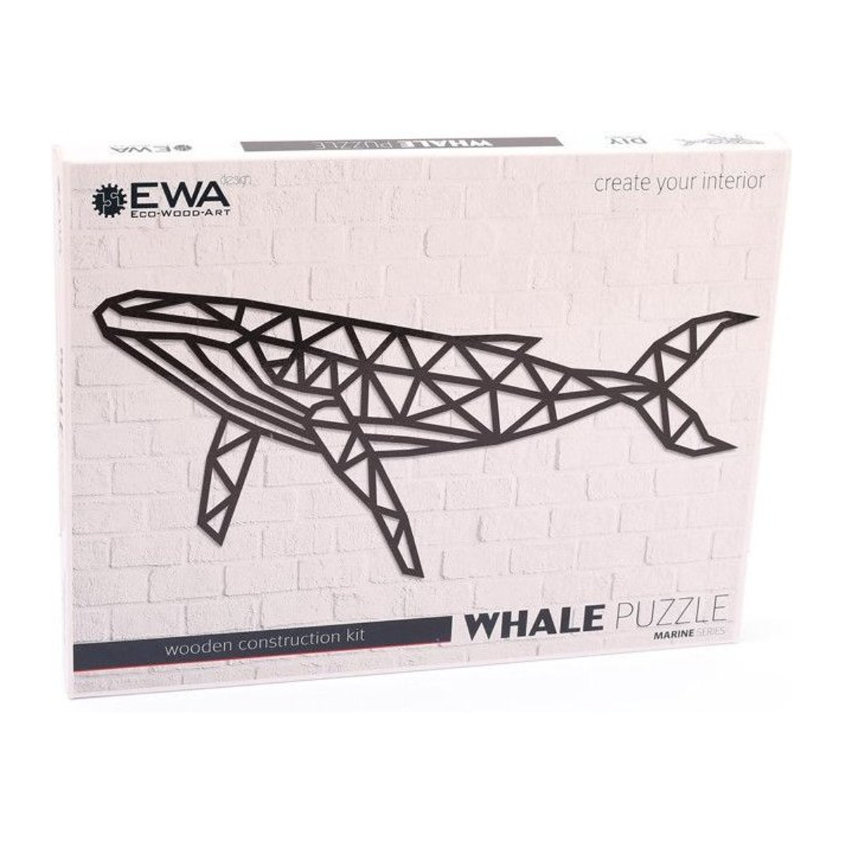 Graine Créative Wandbild aus Holz Whale in Schwarz, 89 cm - Bild 1