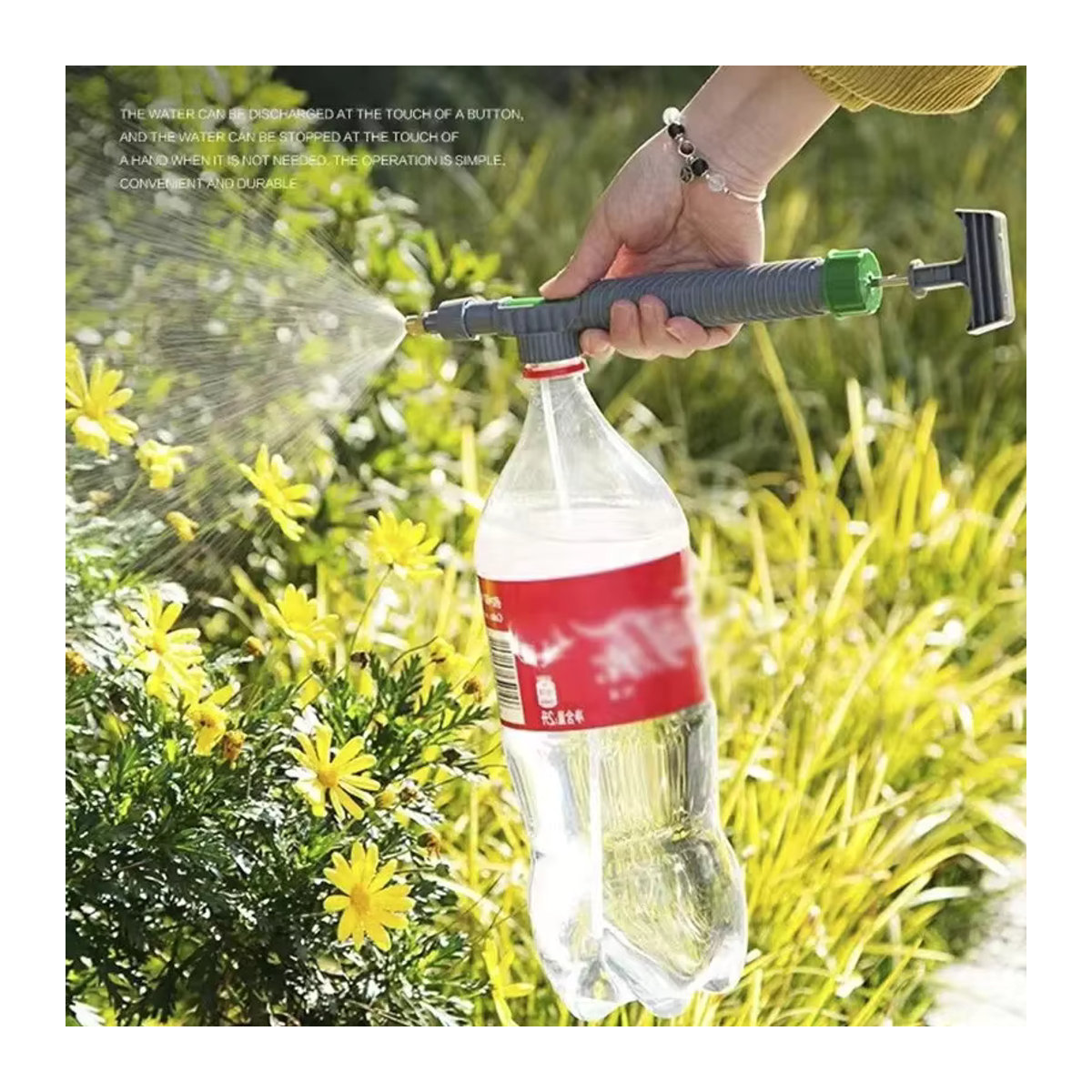 Graue Bewässerungsspritze aus Kunststoff für Garten und Blumen mit Sprühkopf und Schnittstelle - Bild 5