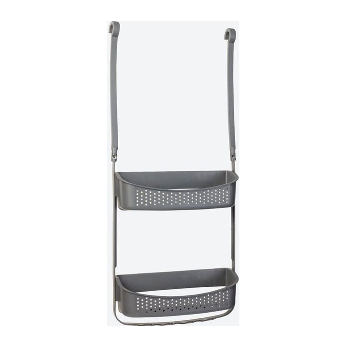 Graues Badregal aus Kunststoff als Dusch-Organizer mit flexiblen Haken, B/T/H: 32 x 10 x 72,5 cm - Bild 1
