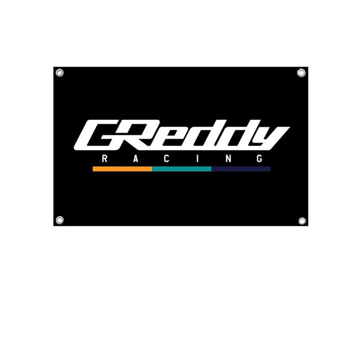 Greddy Super Racing Flagge aus Textil in Schwarz, rechteckiges Banner mit vier Löchern zur Dekoration, Breite: 70 cm, Höhe: 50 cm - Bild 1