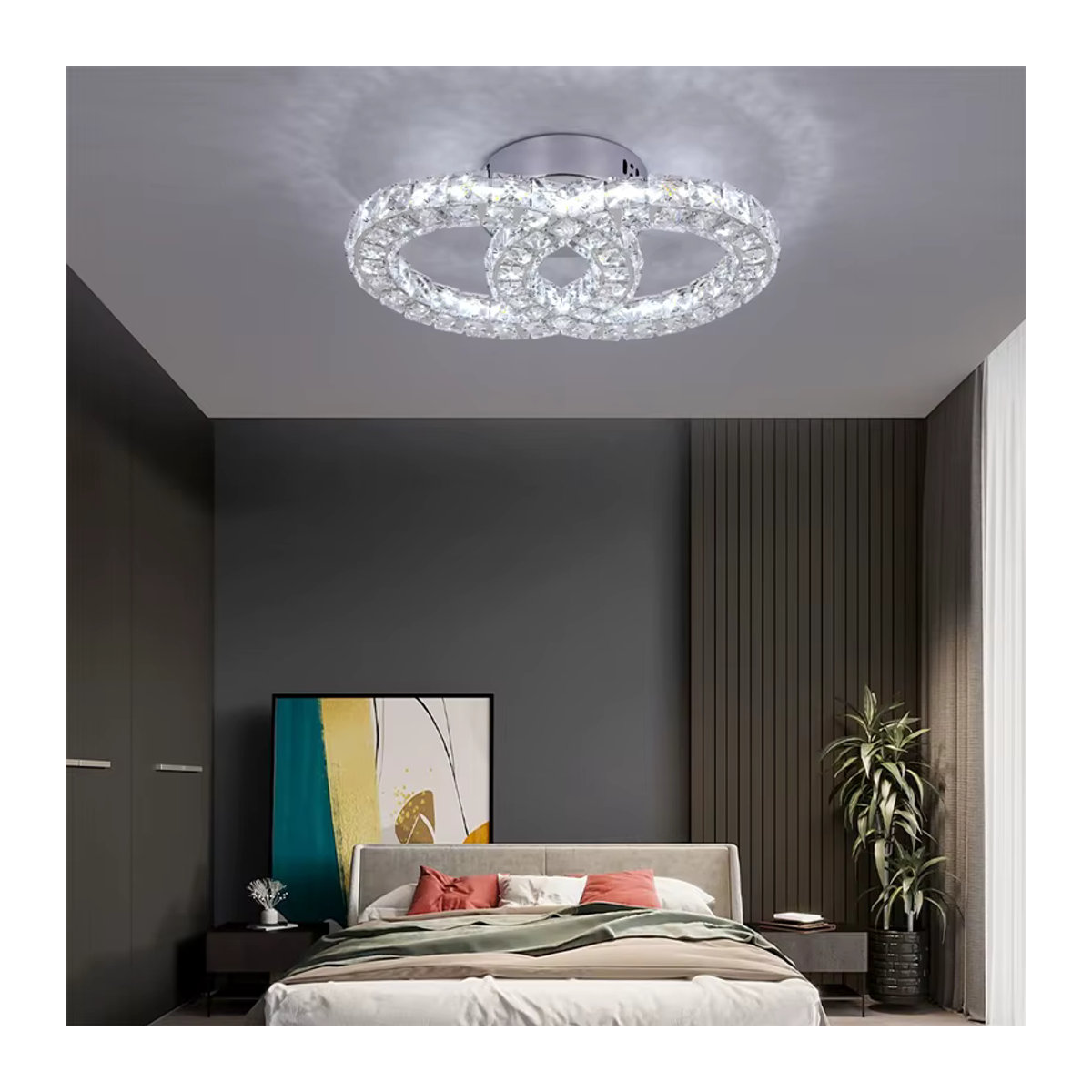 GreeLustr K9 Kristall LED Deckenleuchte Moderne Kronleuchter in Silber für Wohnzimmer und Schlafzimmer - Bild 2