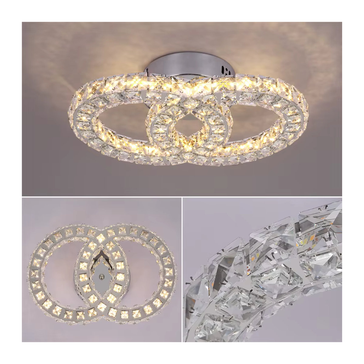 GreeLustr K9 Kristall LED Deckenleuchte Moderne Kronleuchter in Silber für Wohnzimmer und Schlafzimmer - Bild 3