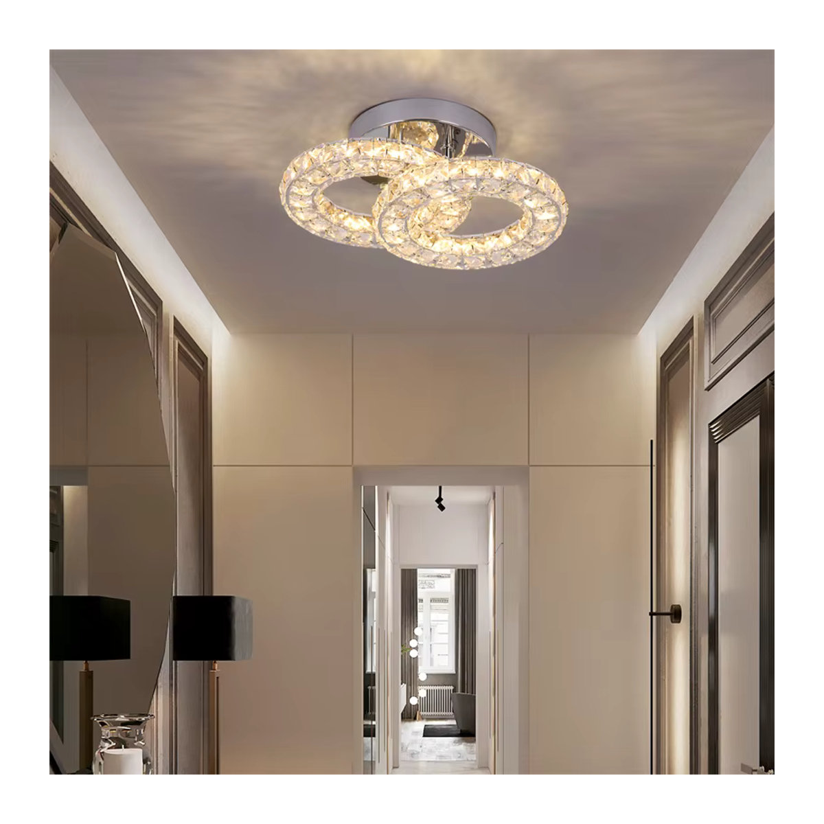 GreeLustr K9 Kristall LED Deckenleuchte Moderne Kronleuchter in Silber für Wohnzimmer und Schlafzimmer - Bild 4