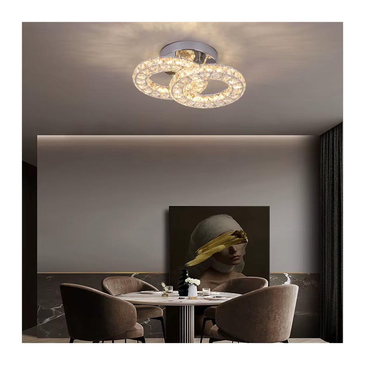 GreeLustr K9 Kristall LED Deckenleuchte Moderne Kronleuchter in Silber für Wohnzimmer und Schlafzimmer - Bild 5