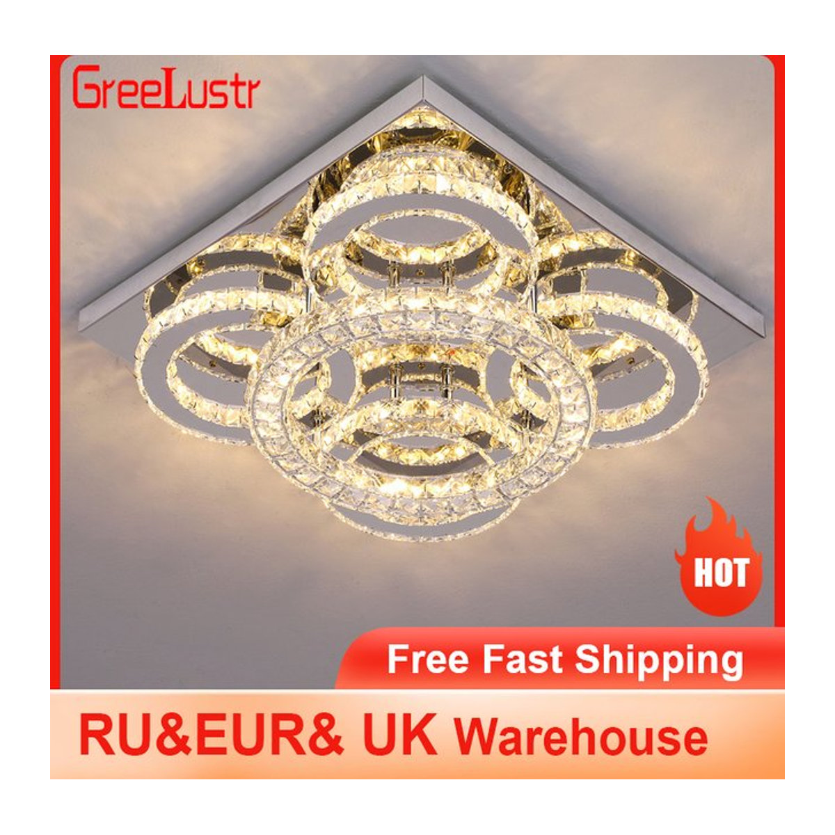 GreeLustr LED Kristall Kronleuchter in Chrom im skandinavischen Design für dein Wohnzimmer - Bild 1