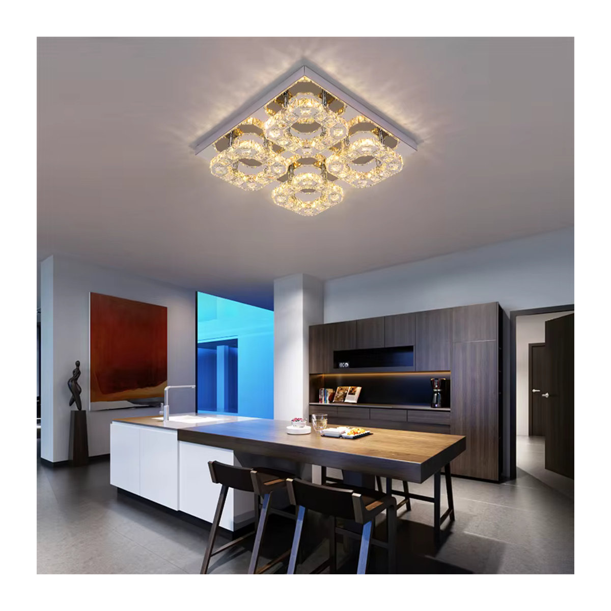 GreeLustr LED Kristall Kronleuchter in Chrom im skandinavischen Design für dein Wohnzimmer - Bild 2