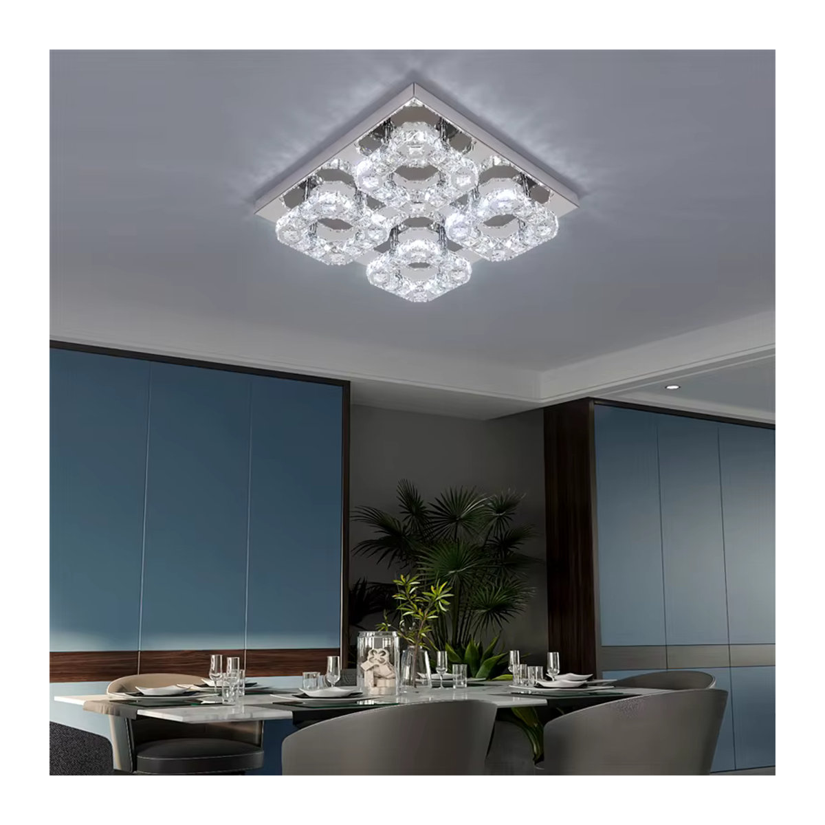 GreeLustr LED Kristall Kronleuchter in Chrom im skandinavischen Design für dein Wohnzimmer - Bild 3