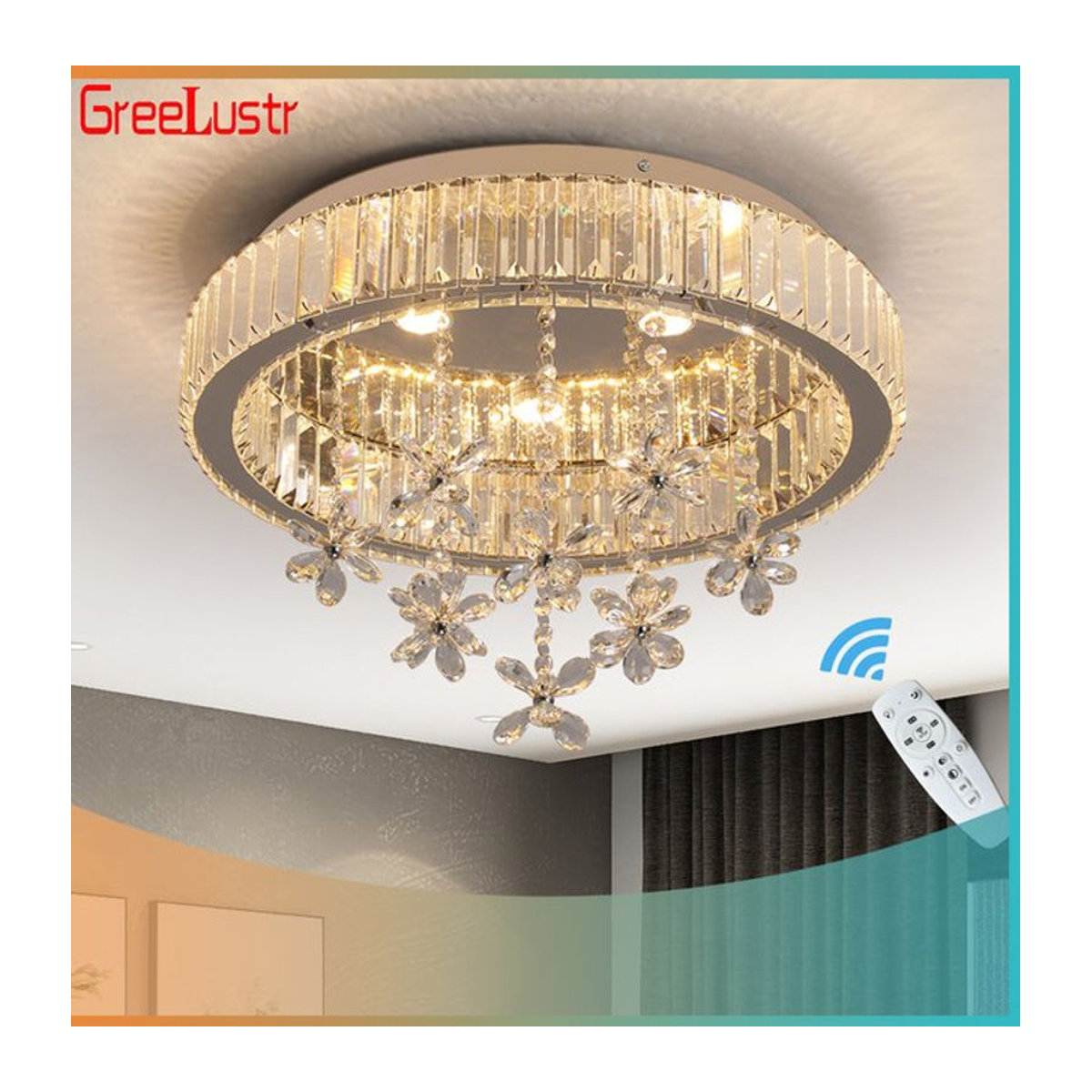 GreeLustr Moderne LED Kristall Kronleuchter aus Glas in Silber für Wohnzimmer und Esszimmer - Bild 1