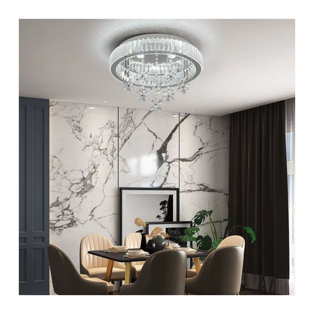 GreeLustr Moderne LED Kristall Kronleuchter aus Glas in Silber für Wohnzimmer und Esszimmer - Bild 4