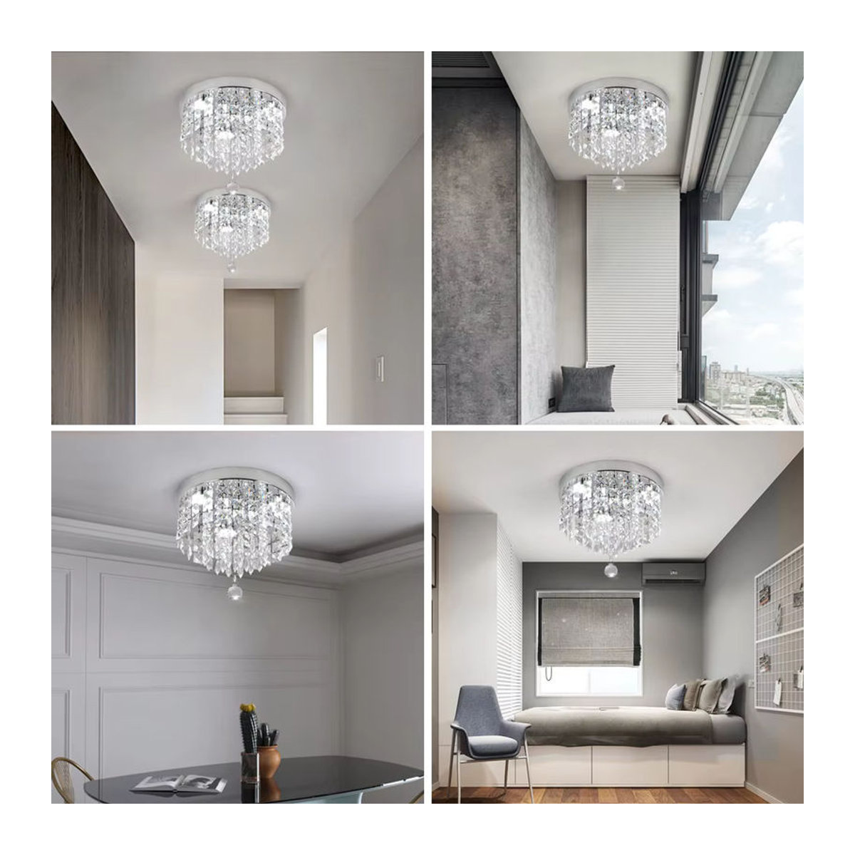 GreeLustr Moderne LED Kristall Kronleuchter aus Glas in Silber für Wohnzimmer und Esszimmer - Bild 5